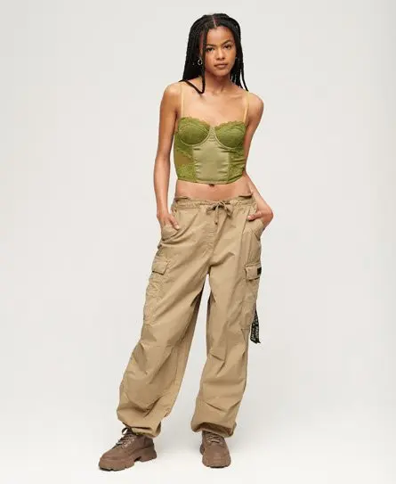 Superdry Women's Baggy Parachute Pants Brown / Stone Wash Taupe Brown - 