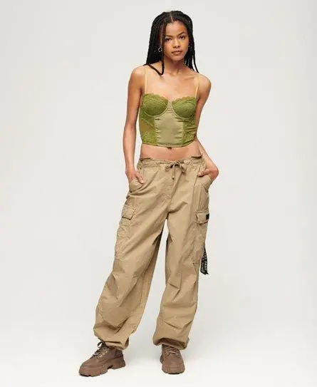 Superdry Women's Baggy Parachute Pants Brown / Stone Wash Taupe Brown - 