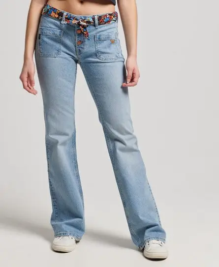 Superdry Women's Women's Cotton Vintage Low Rise Slim Flare Jeans Blue / Heritage Mid Wash Organic - 