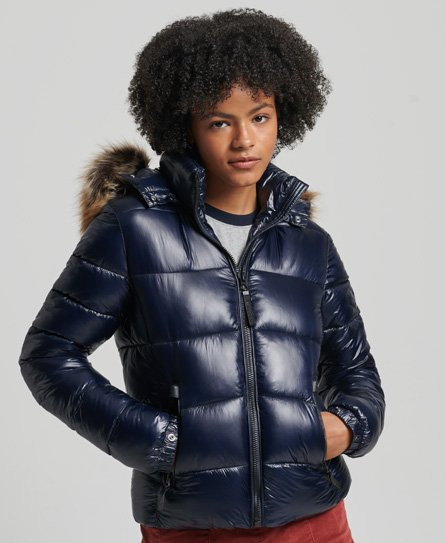 Pockets For Women Superdry Women s Mountain Fuji Hooded Jacket Navy Eclipse Navy