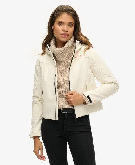 Superdry Women's Code Trekker Hooded Softshell Jacket Cream / Rice White - 