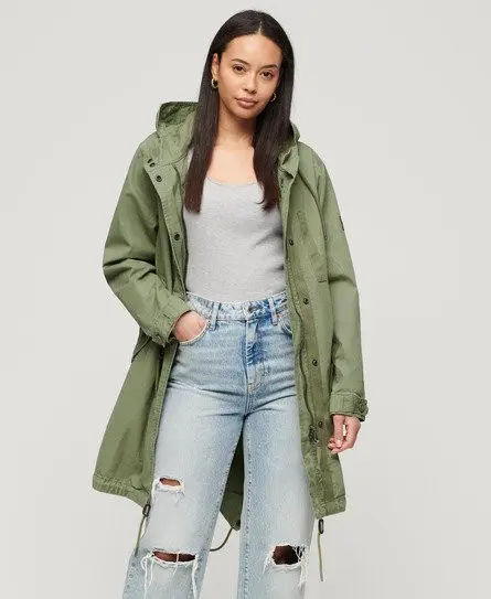 Superdry Women's Fully Lined Vintage Field Parka, Green, 