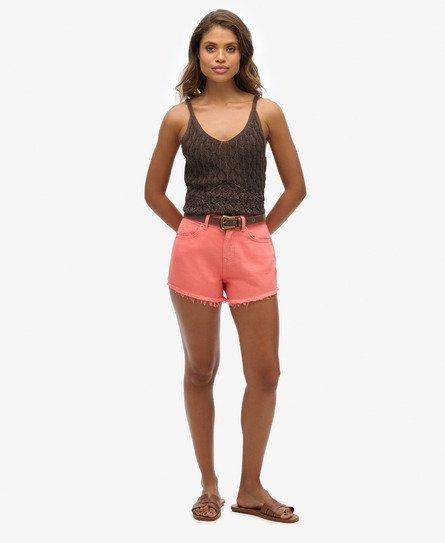 Superdry Women's Classic High Rise Denim Shorts, Cream, 