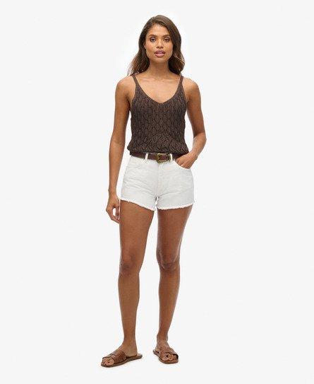 Superdry Women's High Rise Denim Shorts White / Optic - 