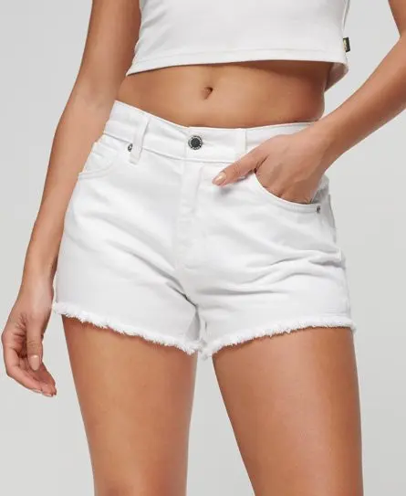 Superdry Women's High Rise Denim Shorts White / Optic - 