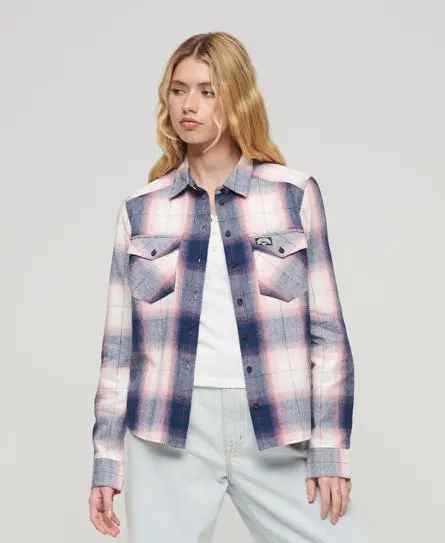 Superdry Women's Lumberjack Check Flannel Shirt Pink / Pink/Navy Check - 