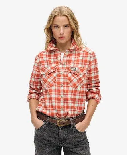 Superdry Women's Lumberjack Check Flannel Shirt Orange / Orange Check - 