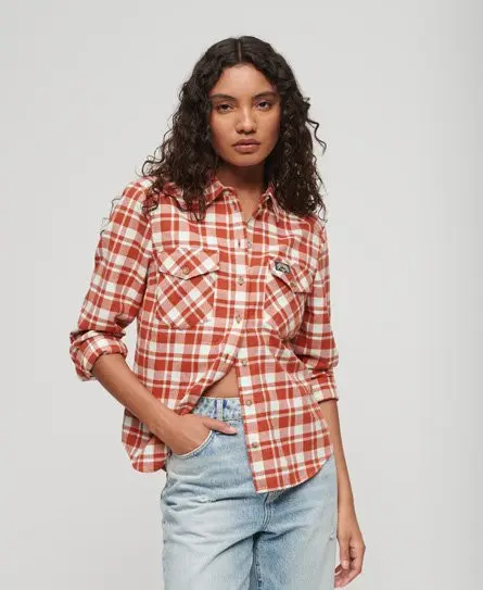 Superdry Women's Lumberjack Check Flannel Shirt Orange / Orange Check - 