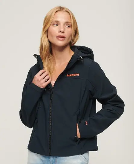 Superdry Women's Code Trekker Hooded Softshell Jacket Navy / Eclipse Navy/Coral - 