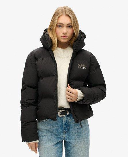 Superdry Women's Fully Lined Quilted Hooded Boxy Puffer Jacket, Black, 