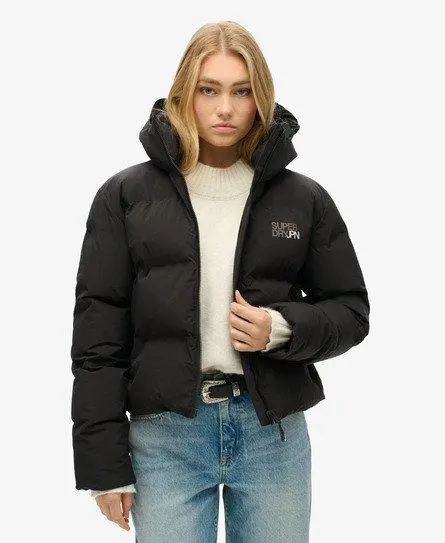 Superdry Women's Hooded Boxy Puffer Jacket Black - 