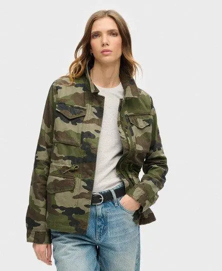 Superdry Women's Embroidered M65 Military Jacket Green / French Camo Green - 