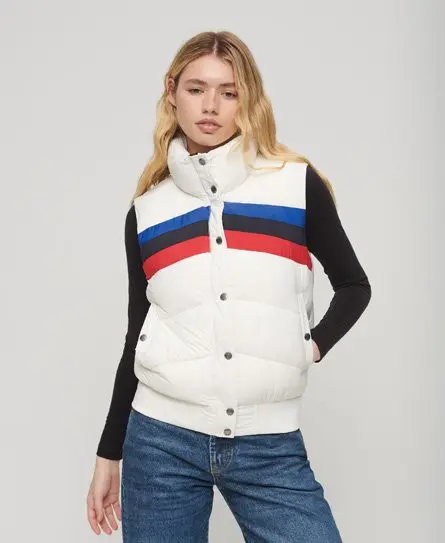 Superdry Women's Retro Panel Puffer Gilet White / New Chalk White - 