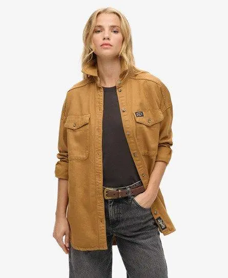 Superdry Women's Oversized Denim Shacket Brown / Caramel Brown - 