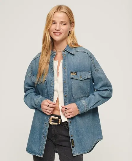 Superdry Women's Oversized Denim Shacket Blue / Antique Blue - 