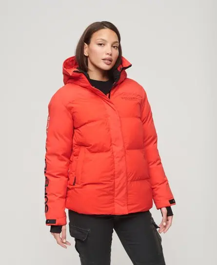 Superdry Women's Hooded City Padded Wind Parka Jacket Red / Sunset Red - 