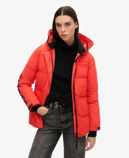 Superdry Women's Hooded City Padded Wind Parka Jacket Red / Sunset Red - 