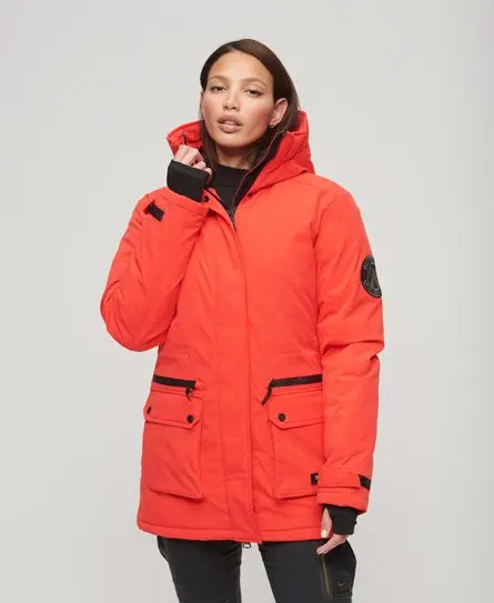 Superdry Women's City Padded Parka Jacket Red / Sunset Red - 