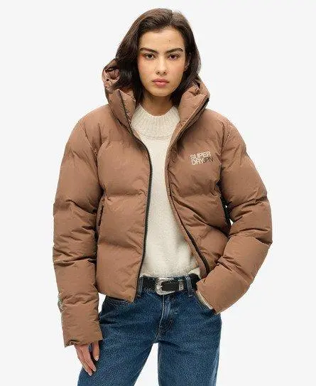 Superdry Women's Hooded Boxy Puffer Jacket Brown / Rawhide Brown - 