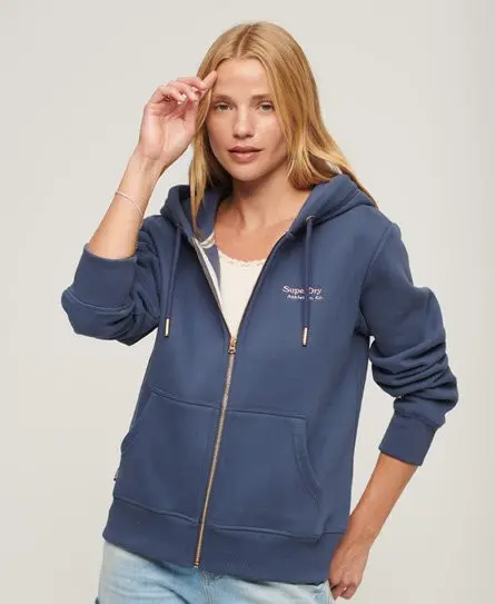 Superdry Women's Essential Logo Zip Hoodie Navy / Mariner Navy - 