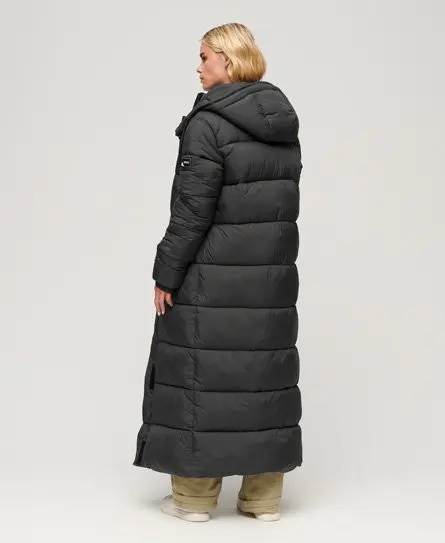 Superdry Women's Classic Quilted Ripstop Longline Puffer Coat, Black, 