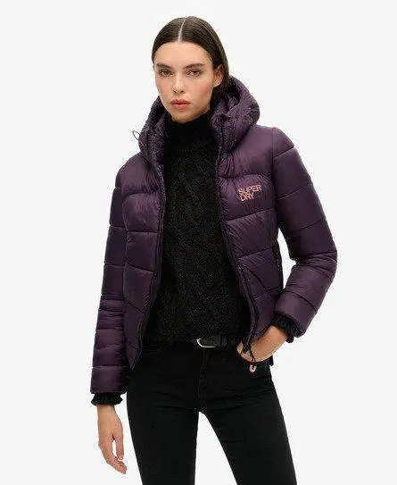 Superdry Women's Sports Puffer Bomber Jacket Purple / Nightshade Purple - 