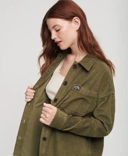 Superdry Women's Chunky Cord Overshirt Green / Soft Moss Green - 