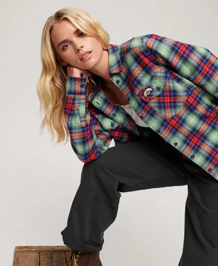 Superdry Women's Lumberjack Check Flannel Shirt Green / Arizona Check - 