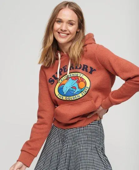 Superdry Women's Travel Postcard Graphic Hoodie Orange / Spiced Orange Marl - 