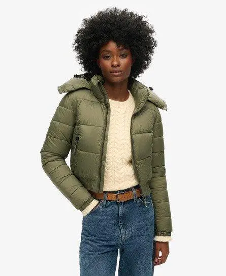 Superdry Women's Crop Hooded Fuji Jacket Green / Dusty Olive Green - 