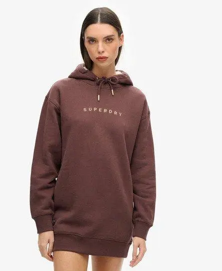 Superdry Women's Luxe Metallic Logo Hoodie Dress Brown / French Roast Brown - 