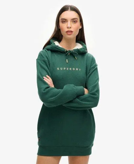 Superdry Women's Luxe Metallic Logo Hoodie Dress Green / Academy Green - 