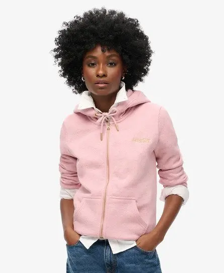 Superdry Women's Essential Logo Zip Hoodie Pink / LA Soft Pink Marl - 