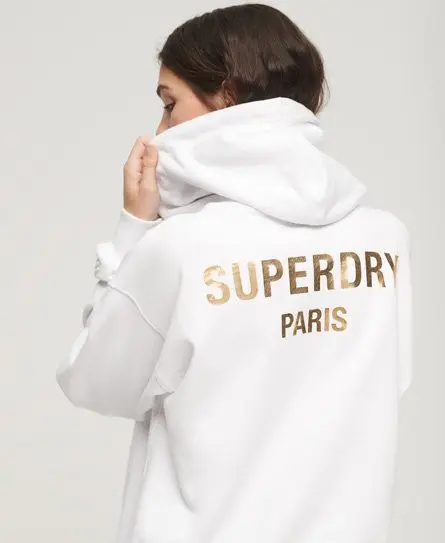 Superdry Women's Sport Luxe Oversized Hoodie White / Brilliant White - 