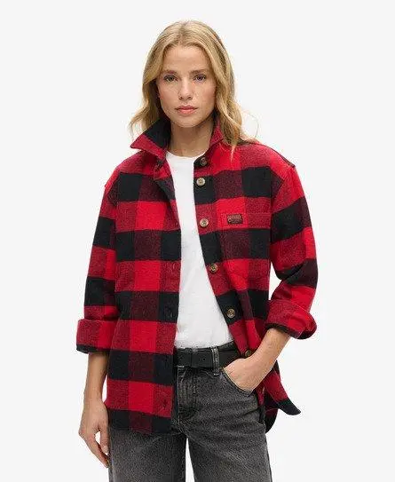 Superdry Women's Check Flannel Overshirt Red / Red/Buffalo Check - 