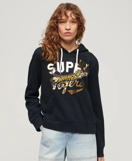 Superdry Women's Reworked Classics Graphic Hoodie Navy / Blue Navy Marl - 