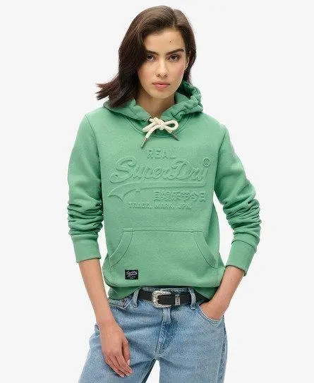 Superdry Women's Embossed Graphic Hoodie Green / Creme De Menthe Green - 