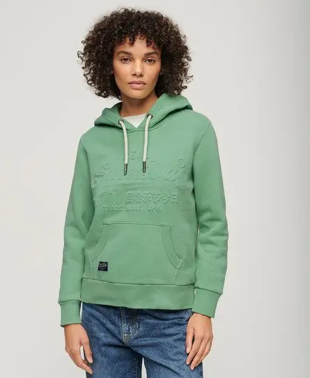 Superdry Women's Embossed Graphic Hoodie Green / Creme De Menthe Green - 