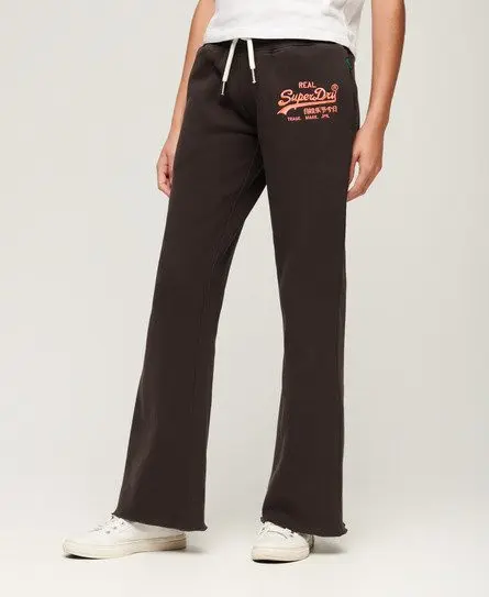 Superdry Women's Neon Vintage Logo Low Rise Flare Joggers Black / Bison Black - 