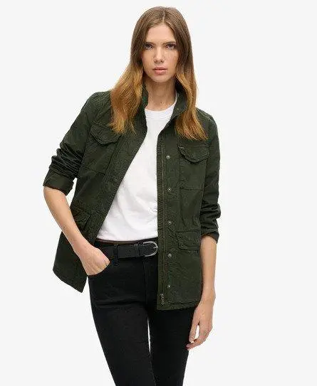 Superdry Women's St Tropez M65 Embellished Military Jacket Green / Surplus Goods Olive Green - 