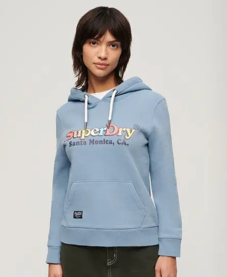 Superdry Women's Rainbow Logo Graphic Hoodie Light Blue / Tidal Blue - 