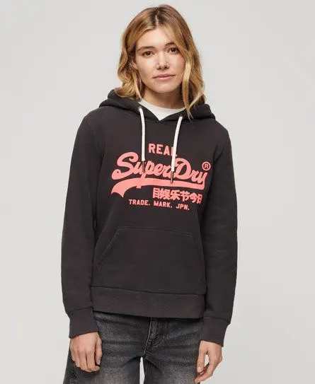 Superdry Women's Neon Graphic Hoodie Black / Bison Black - 