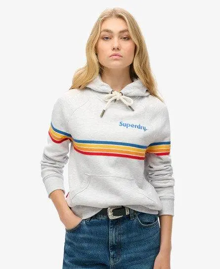 Superdry Women's Rainbow Stripe Logo Hoodie Light Grey / Ice Grey Marl - 