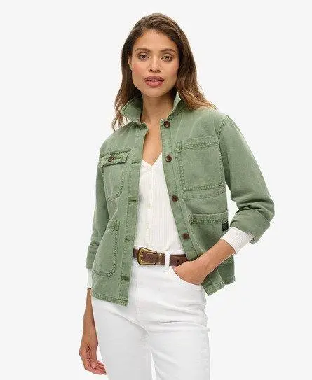 Superdry Ladies Classic Four Pocket Chore Jacket, Green, 