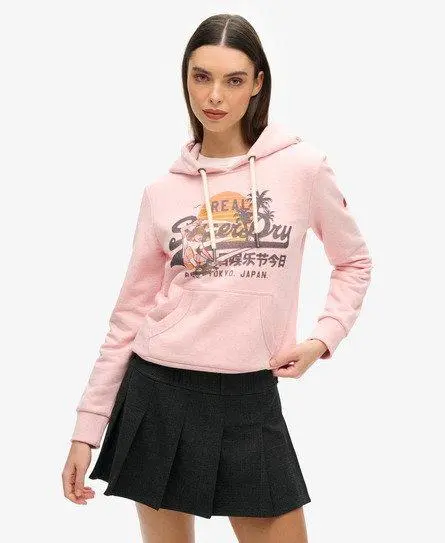 Superdry Women's LA Graphic Hoodie Pink / Somon Pink Marl - 