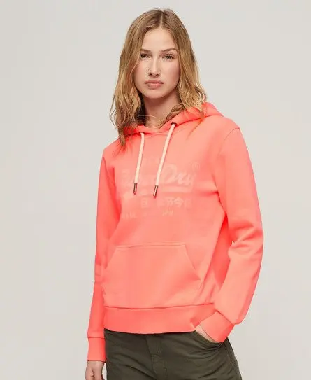 Superdry Women's Neon Graphic Hoodie Cream / Pastelline Coral - 