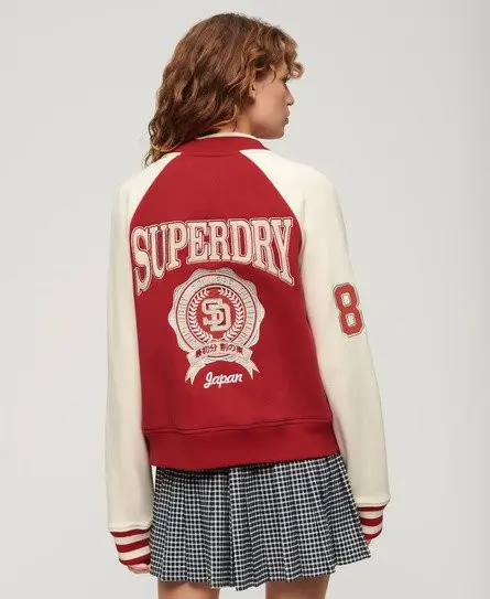 Superdry Women's College Graphic Jersey Bomber Red / Risk Red/Oatmeal - 