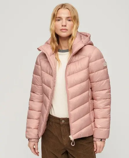 Superdry Women's Hooded Fuji Padded Jacket Pink / Vintage Blush Pink - 