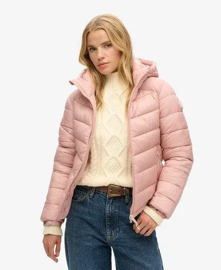 Superdry Women's Hooded Fuji Padded Jacket Pink / Vintage Blush Pink - 