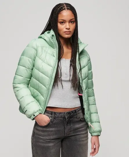 Superdry Women's Hooded Fuji Padded Jacket Green / Sea Green - 